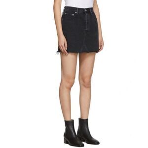 AGOLDE Quinn High Rise Mini Skirt Black Raw Hem